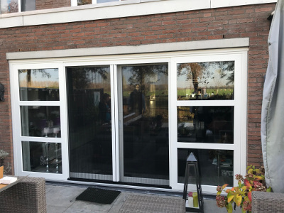 4 delige schuifpui met dubbele plissehor